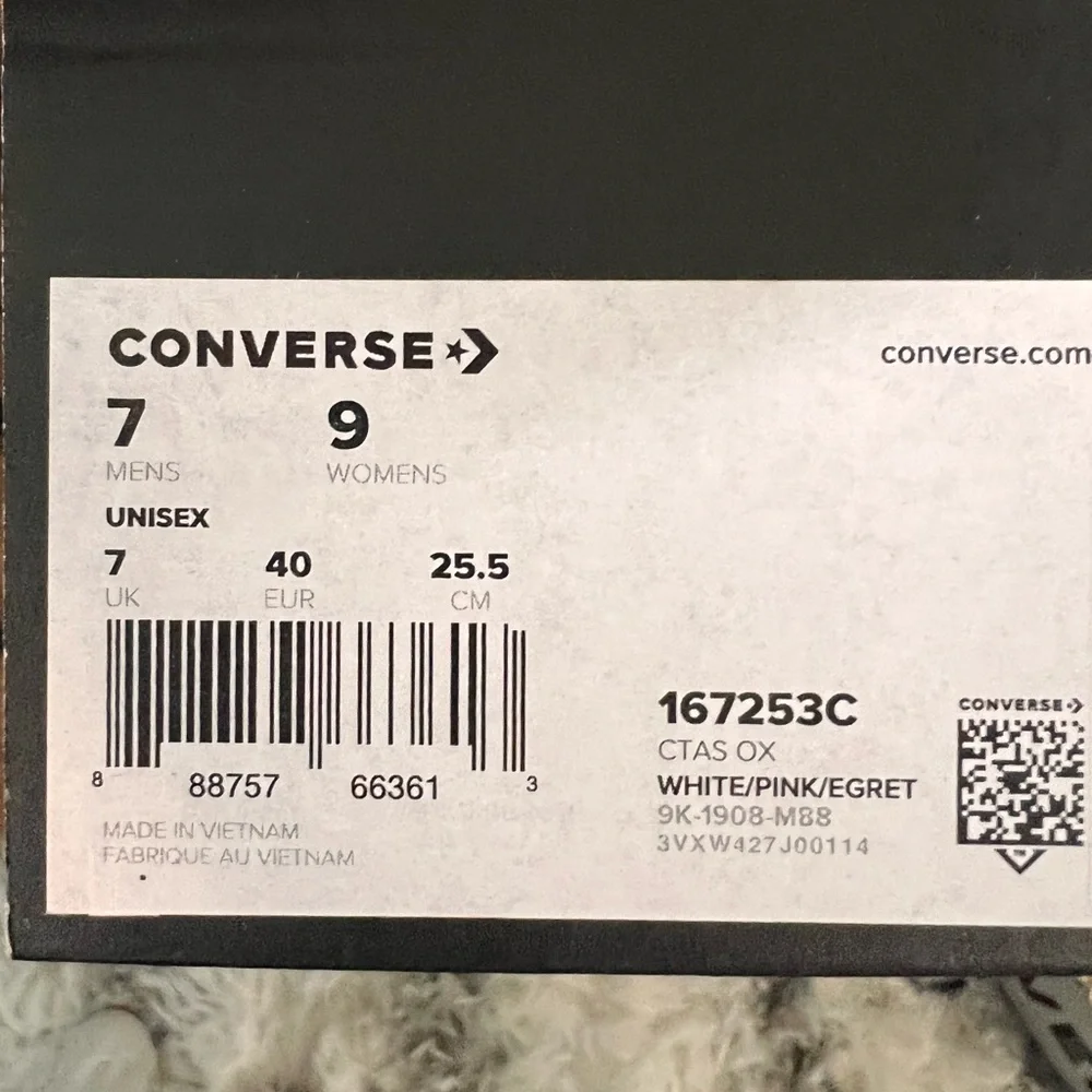 CONVERSE CTAS OX WHITE/PINK/EGRET - Picture 13 of 14